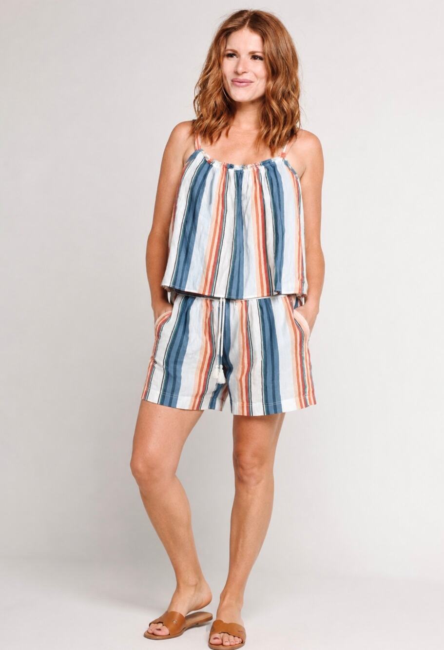Xirena Cooper Crinkled Cotton Cooper Striped Set Multicolor Size XS